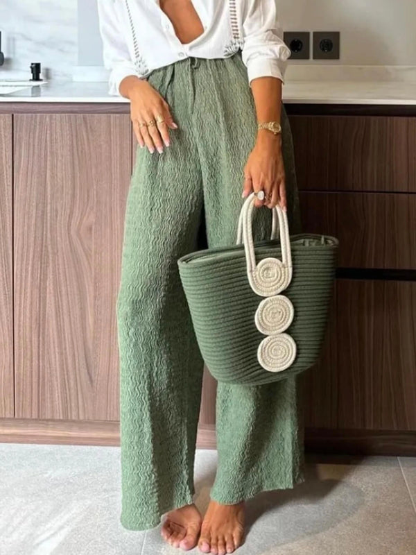 Pantaloni elasticizzati a pieghe Tropical