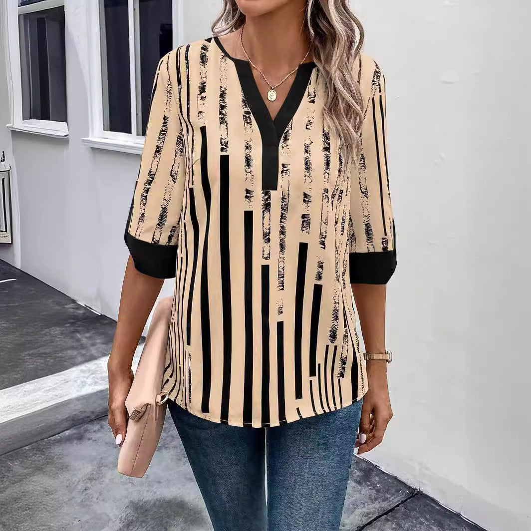 Inés - Camicetta a righe con scollo a V